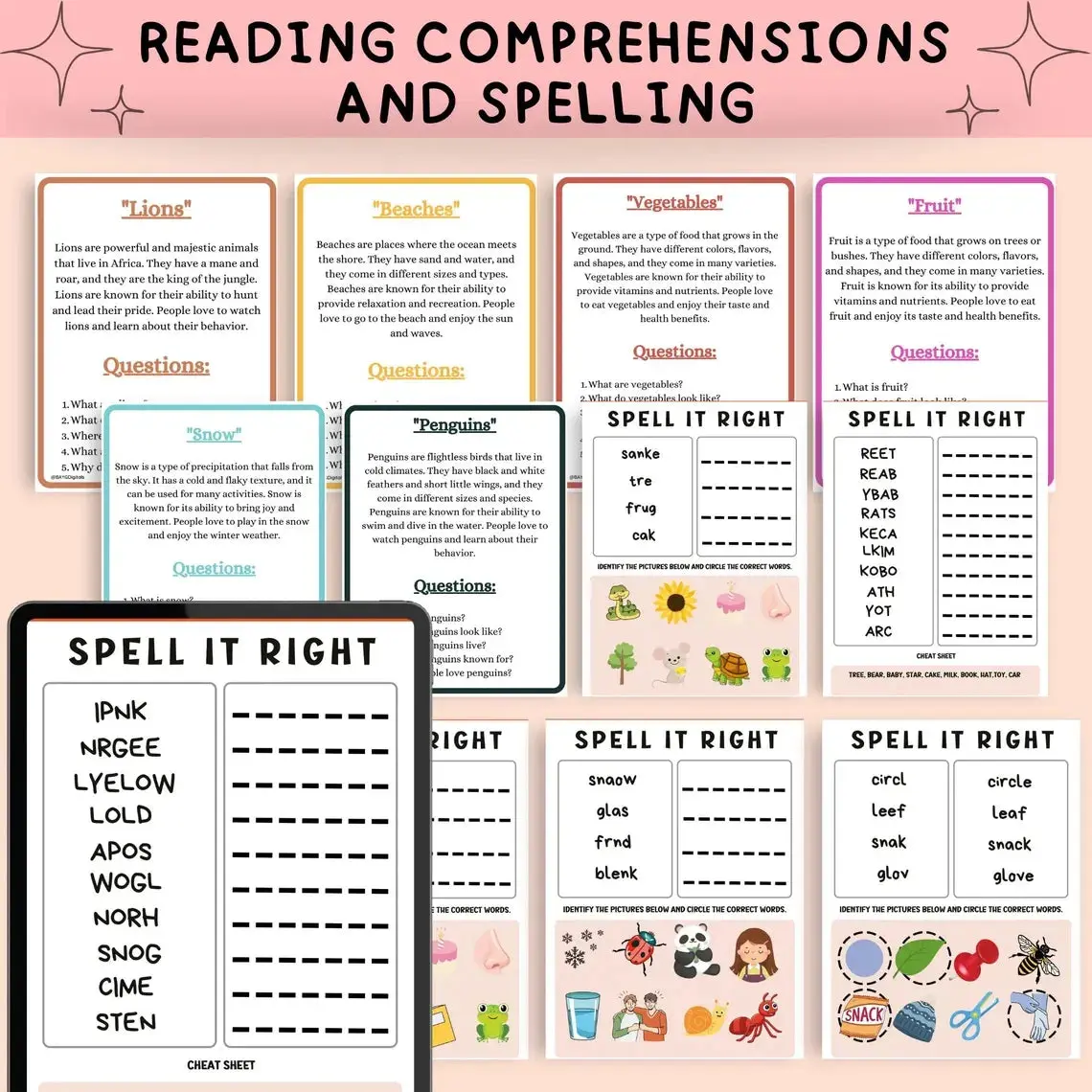 Reading worksheets